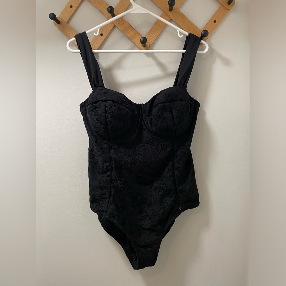 Robyn Lawley Black Lace One Piece Swimsuit